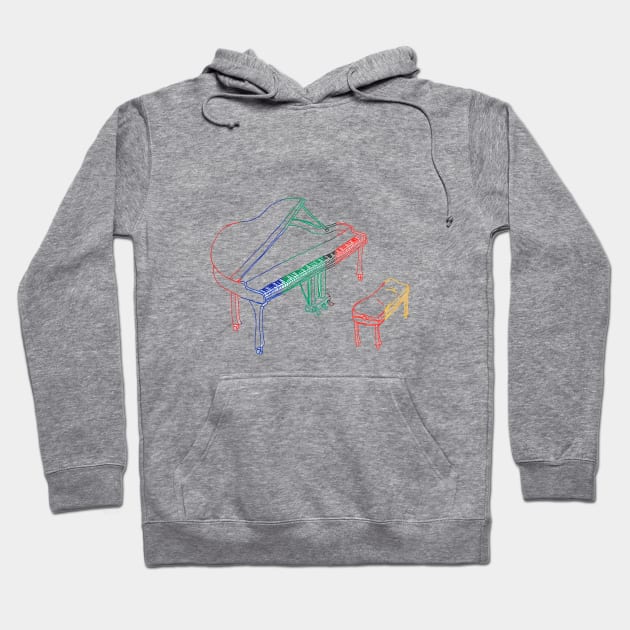 Technicolour Piano Hoodie by johnjohnjohnjohn